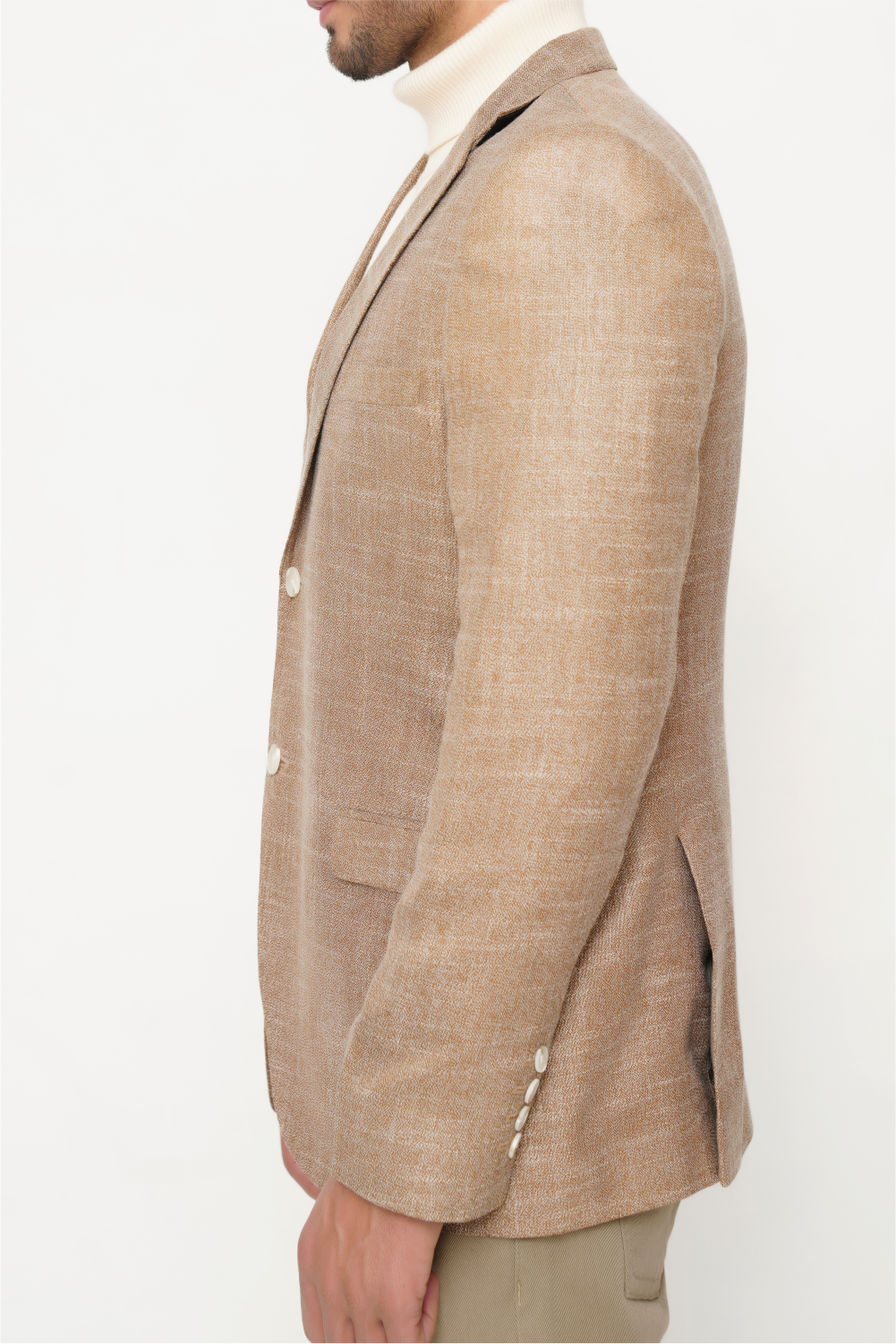 BROWN SLIM-FIT MICRO STRUCTURE BLAZZER