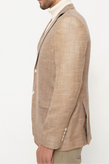 BROWN SLIM-FIT MICRO STRUCTURE BLAZZER
