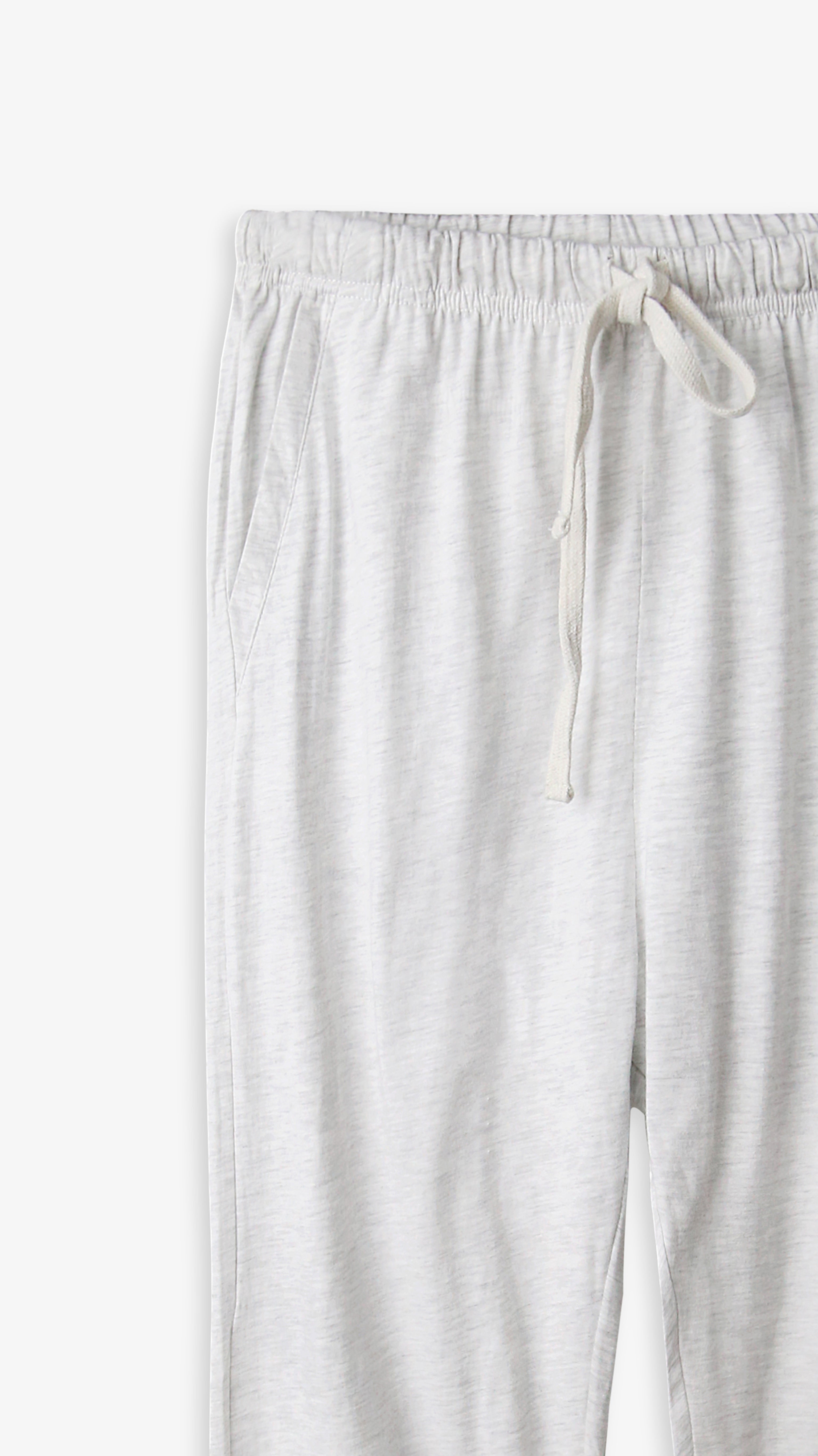 Men White Soft Cotton Jersey Trouser