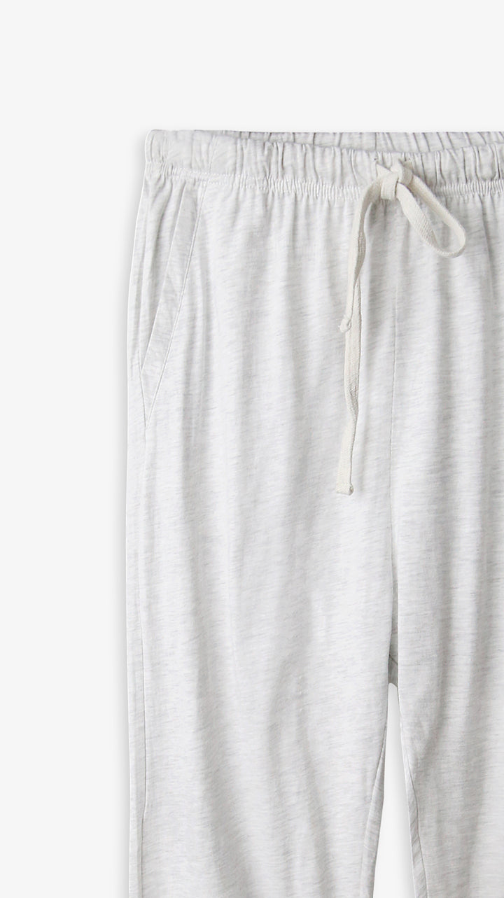 Men White Soft Cotton Jersey Trouser