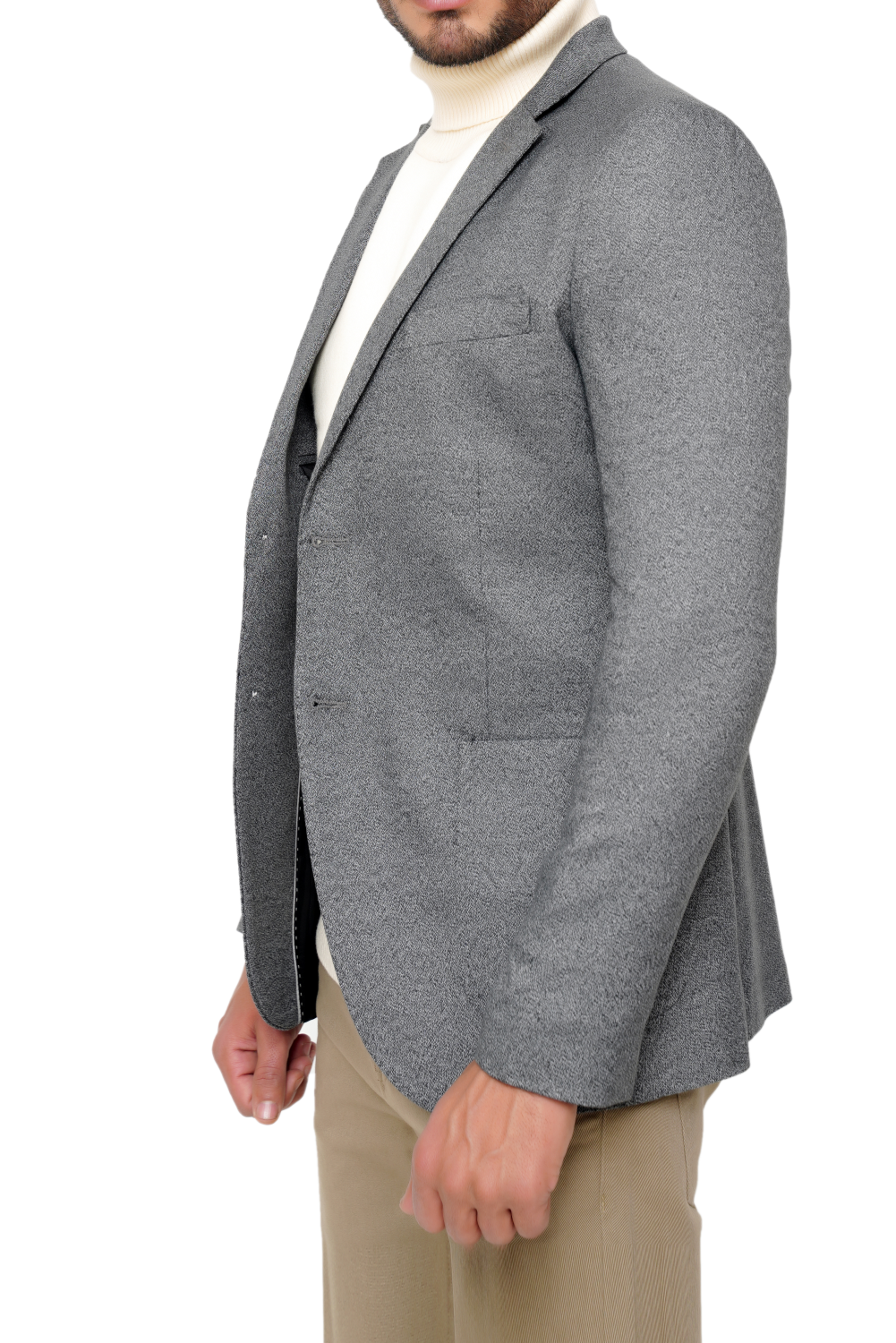 GRAY SLIM-FIT MICRO STRUCTURE BLAZZER