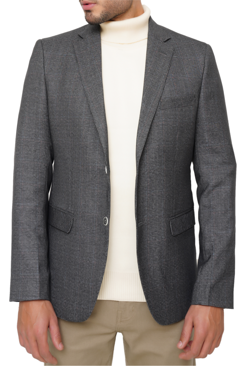 D-GRAY SLIM-FIT MICRO STRUCTURE BLAZZER