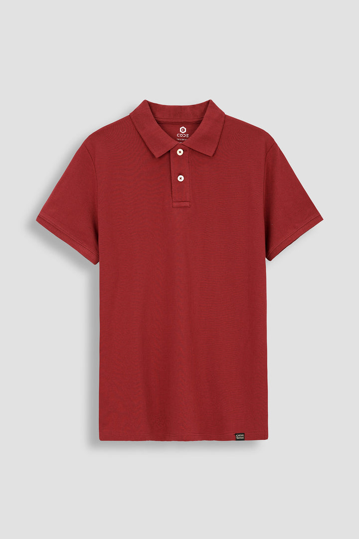 Red Pique Polo Shirt