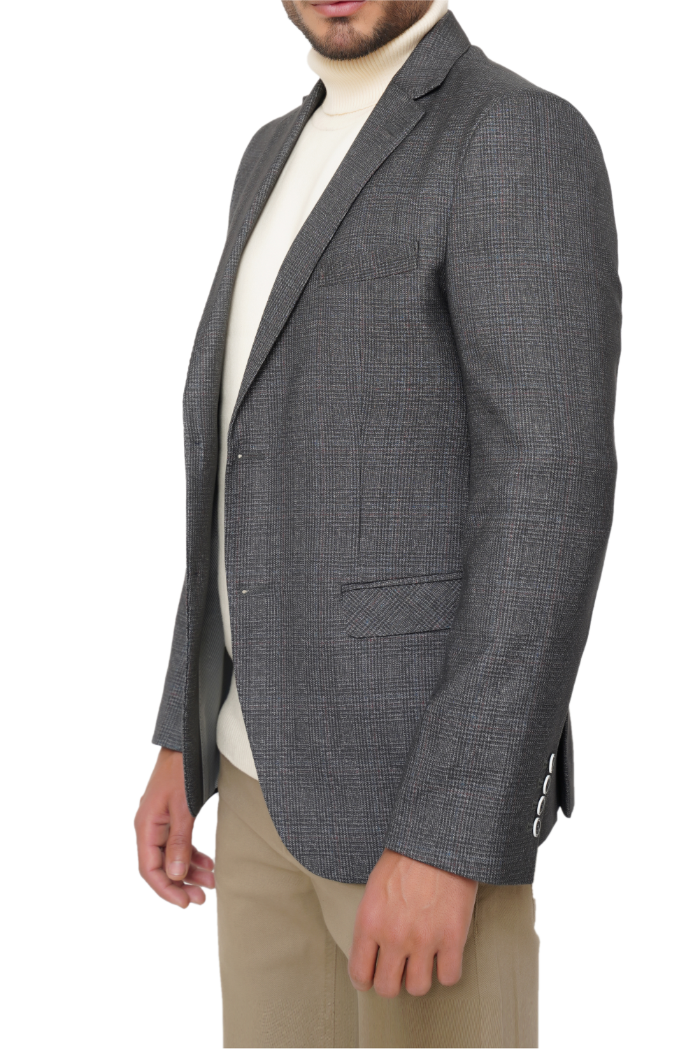 D-GRAY SLIM-FIT MICRO STRUCTURE BLAZZER