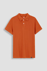 Orange Pique Polo Shirt