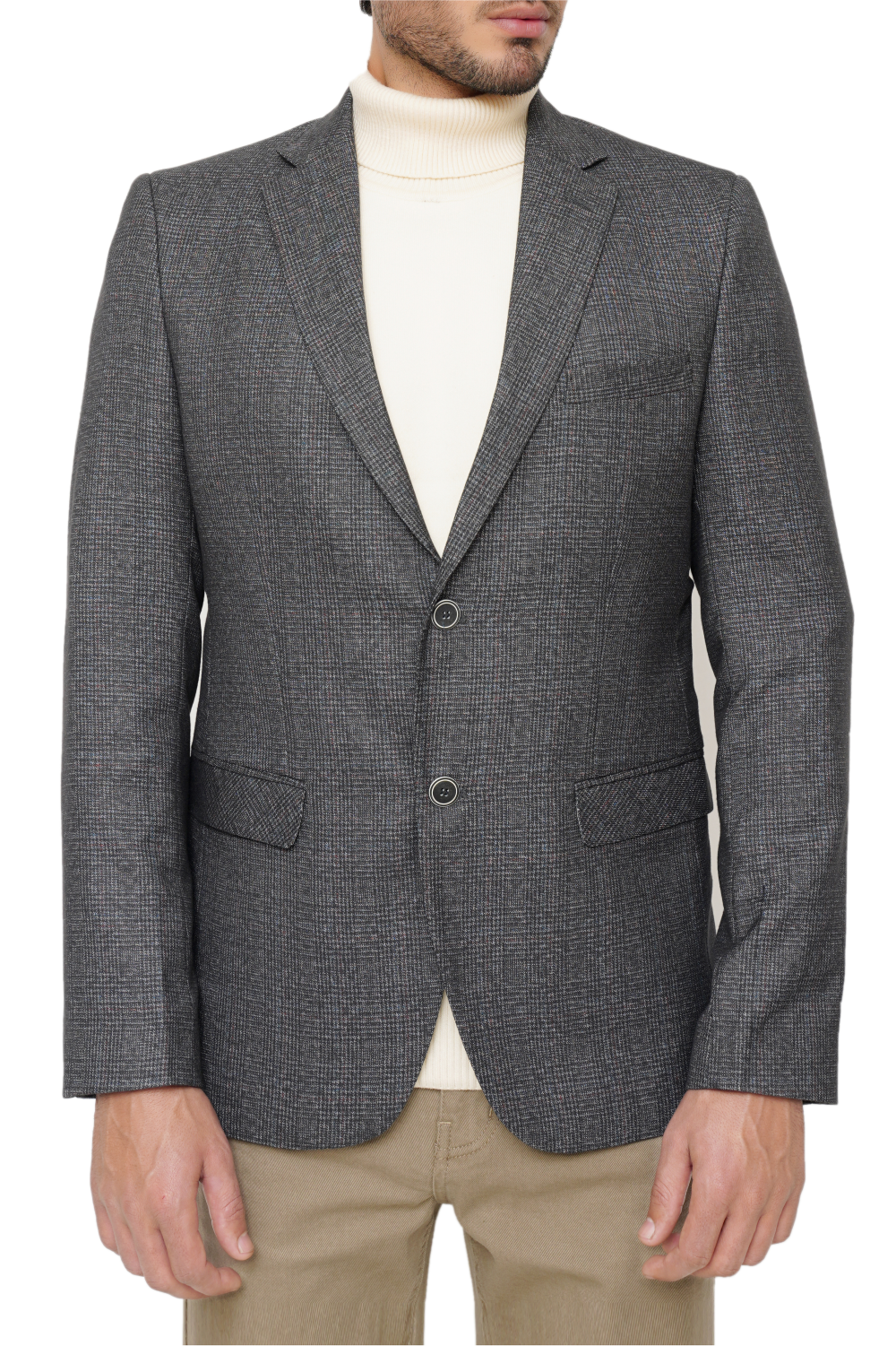 D-GRAY SLIM-FIT MICRO STRUCTURE BLAZZER