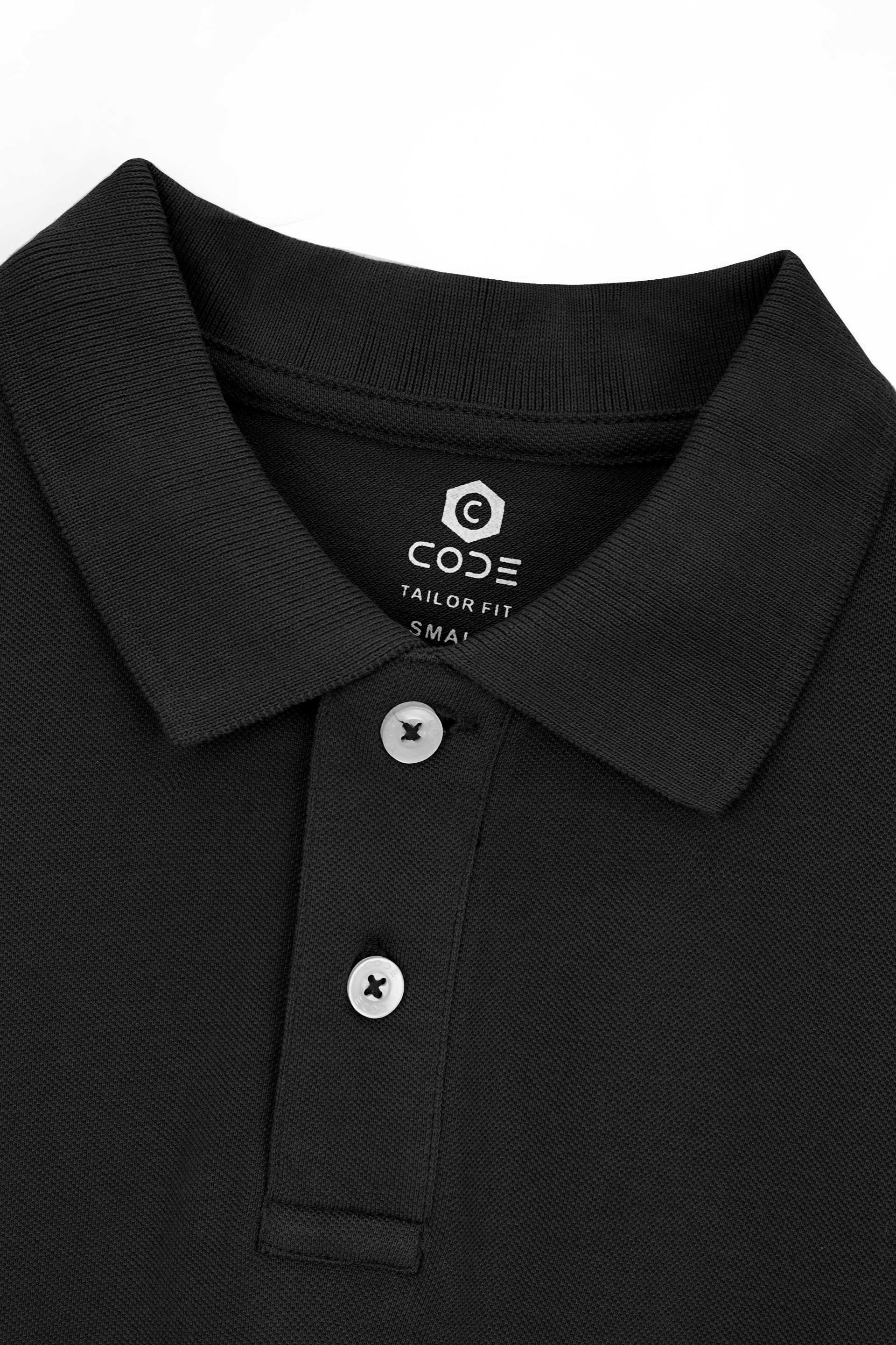 Black Pique Polo Shirt