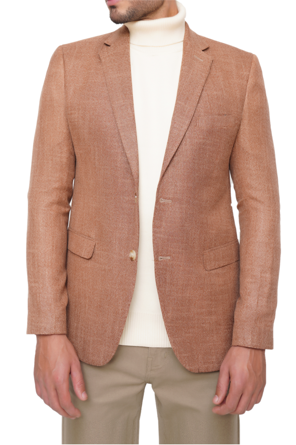 KHAKI SLIM-FIT MICRO STRUCTURE BLAZZER