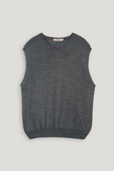 DARK GREY MARINO SLEEVELESS SWEATER
