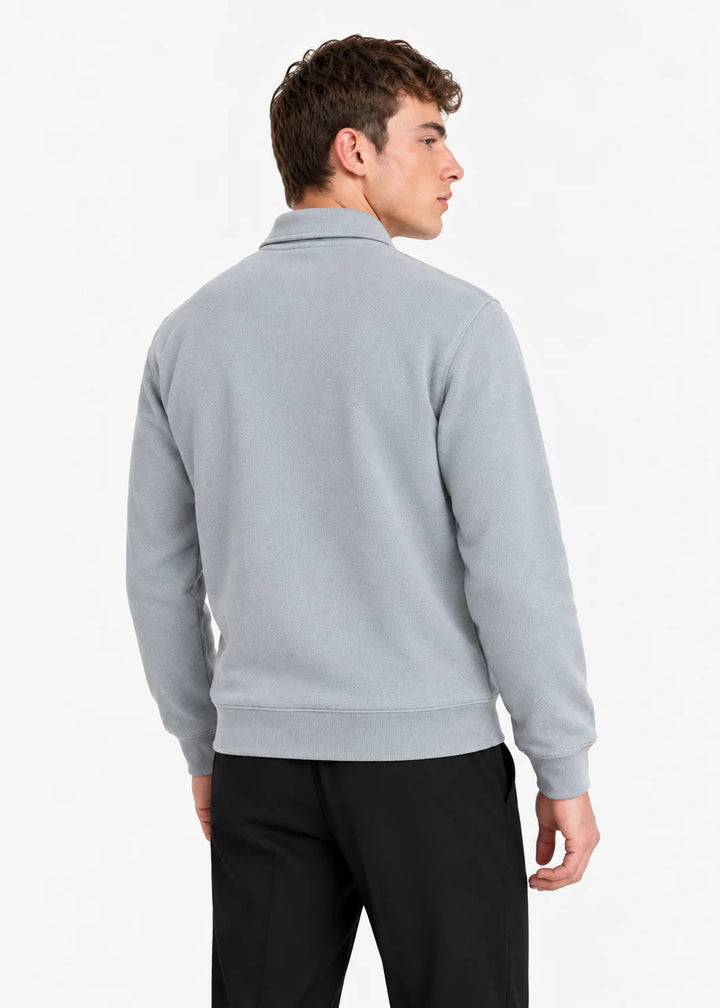 Threadbare Nordic Grey Quarter Zip Collared Sweatshirt