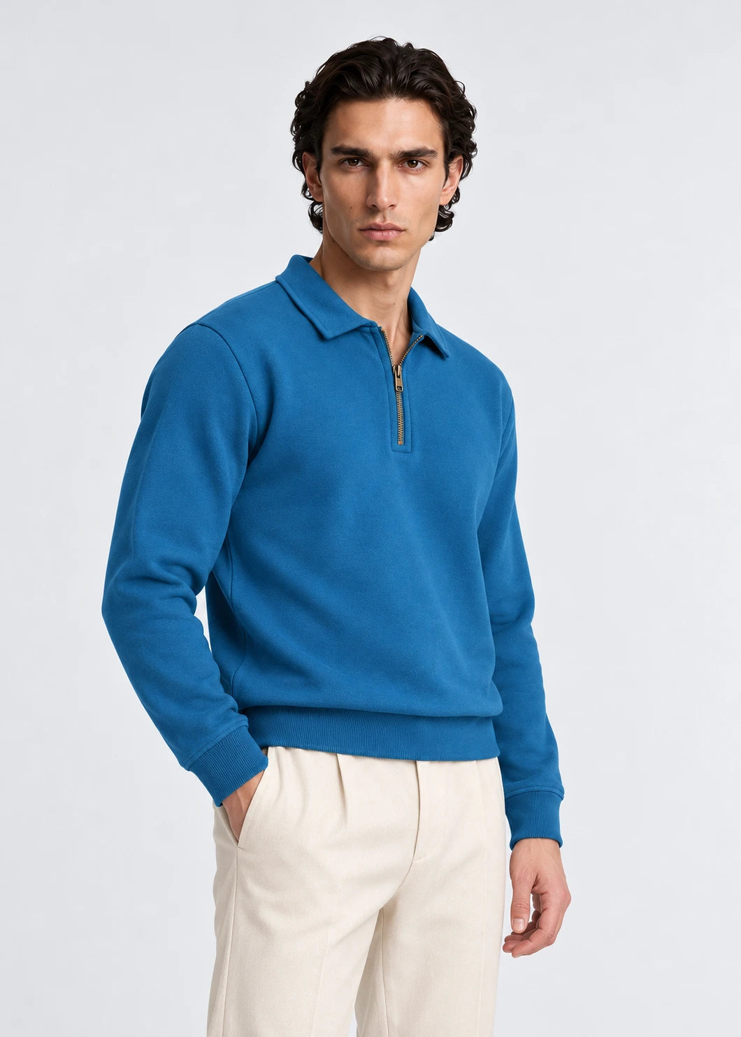 Zip Collared Sweatshirt