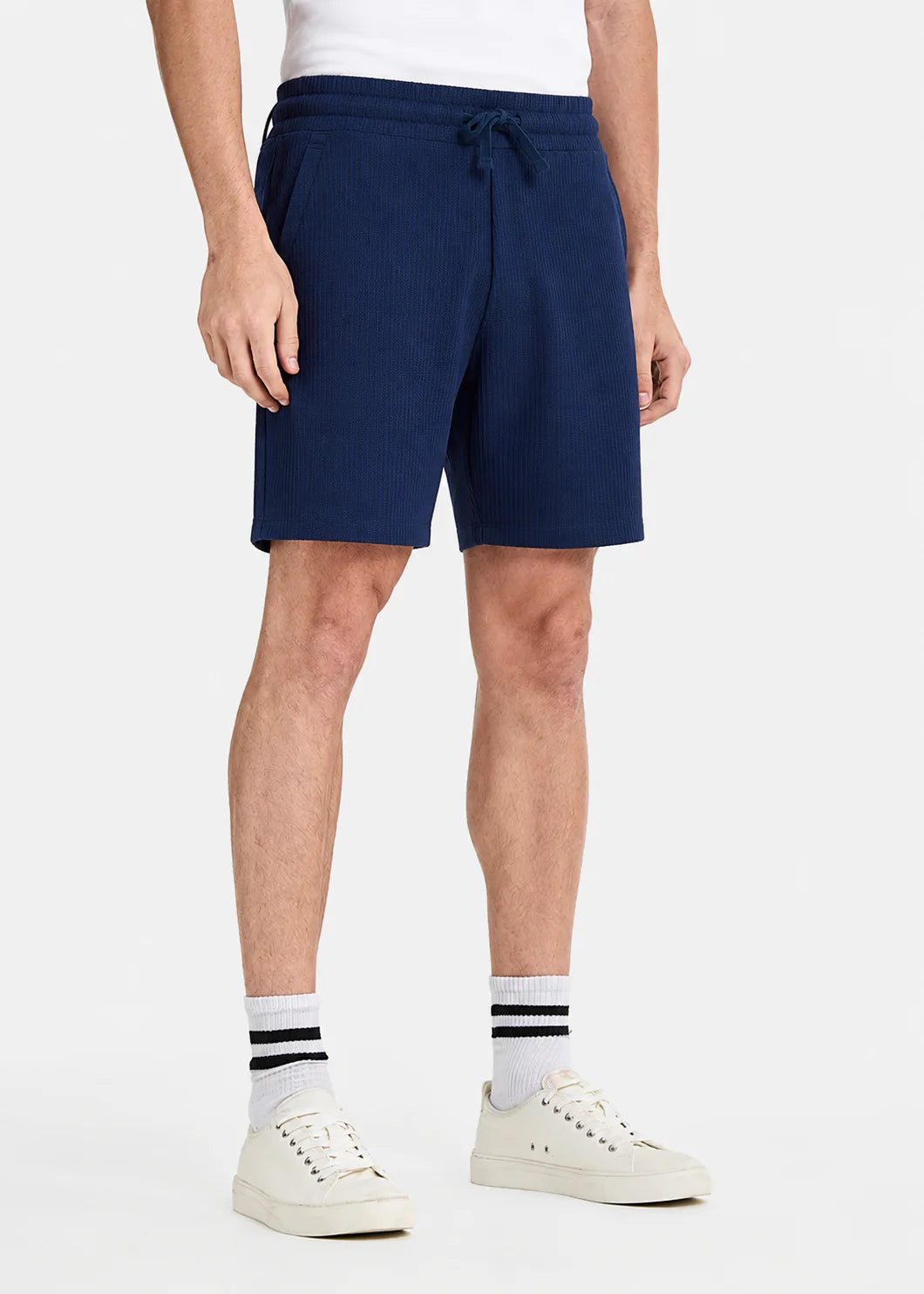 Midnight Navy Waffle Knit Shorts