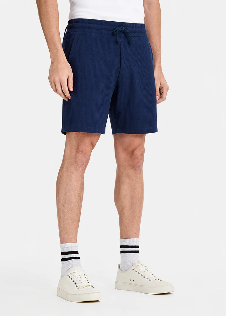 Midnight Navy Waffle Knit Shorts