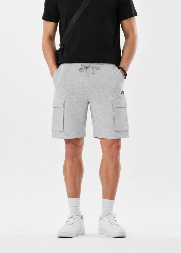 Heather Grey Textured Waffle Knit Shorts