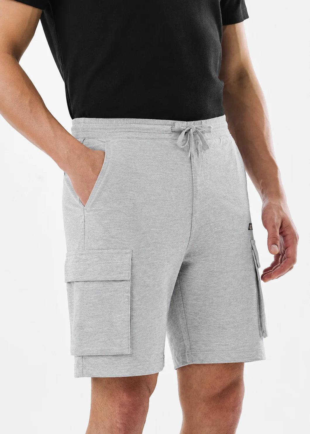 Heather Grey Textured Waffle Knit Shorts