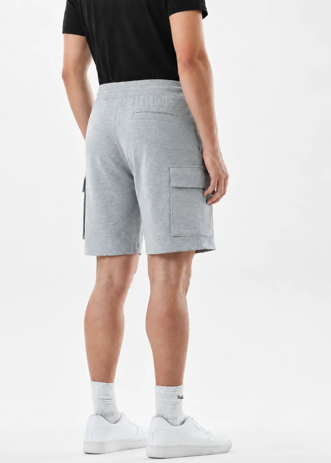 Heather Grey Textured Waffle Knit Shorts