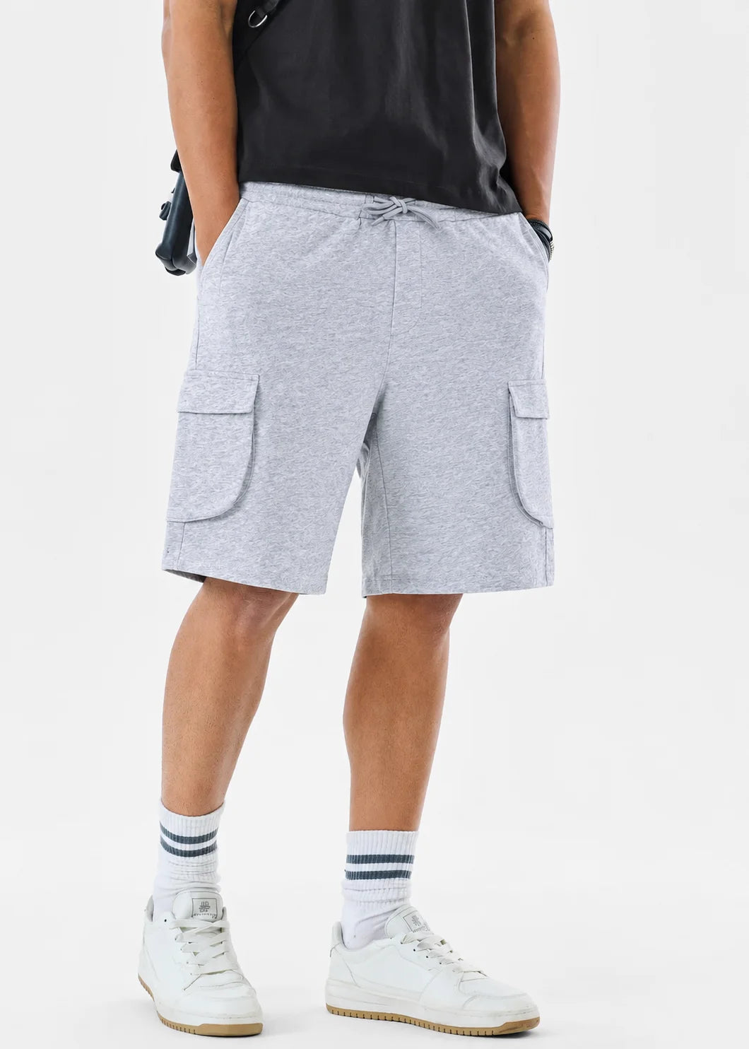 Ash Grey Terry Cargo Shorts