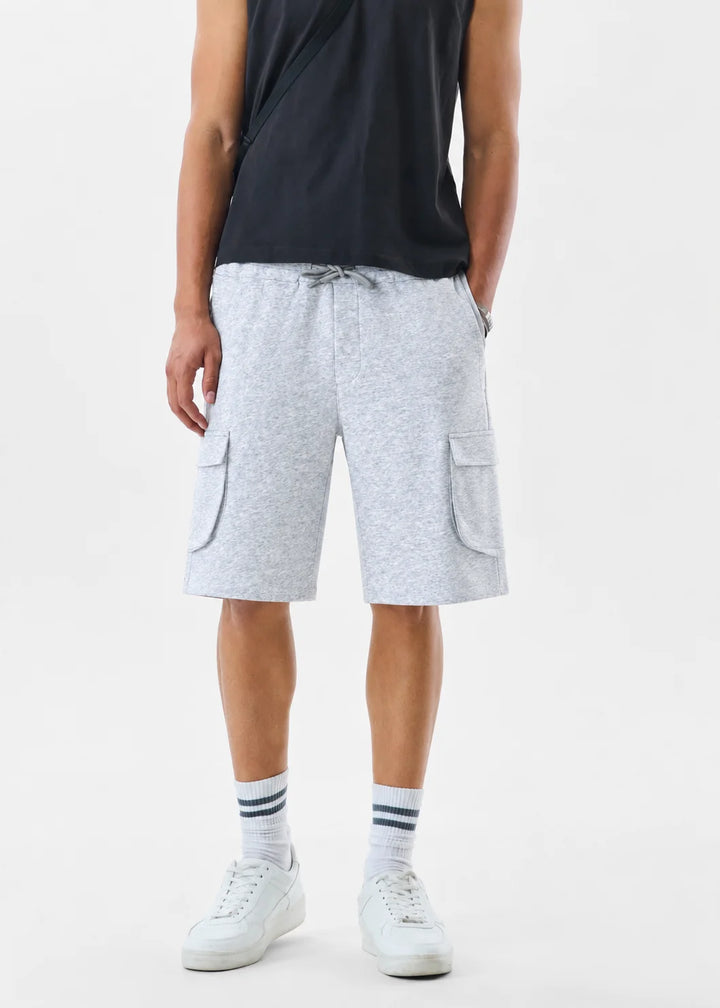 Ash Grey Terry Cargo Shorts