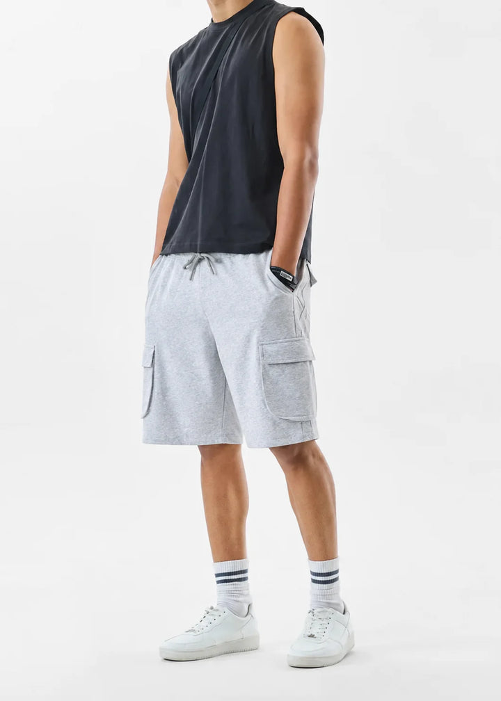 Ash Grey Terry Cargo Shorts