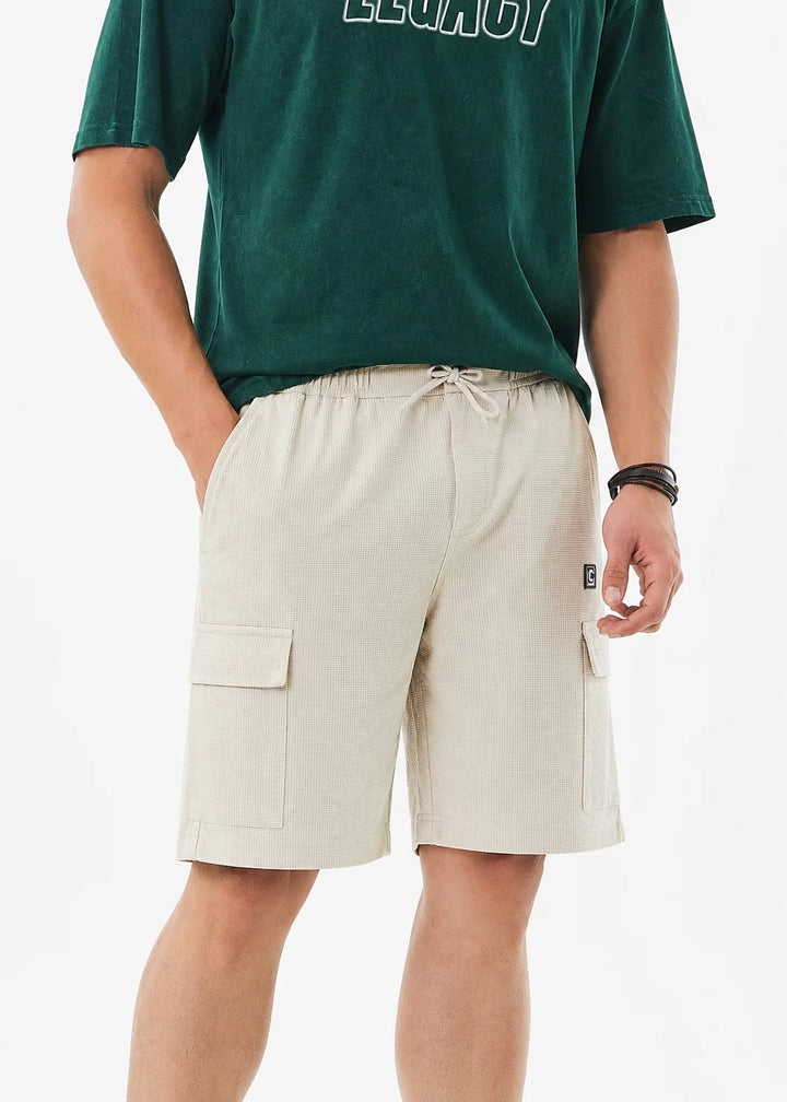 Stone Beige Waffle Cargo Shorts