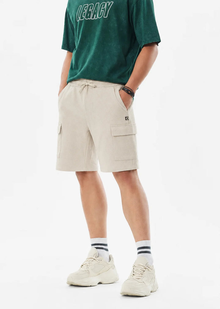 Stone Beige Waffle Cargo Shorts