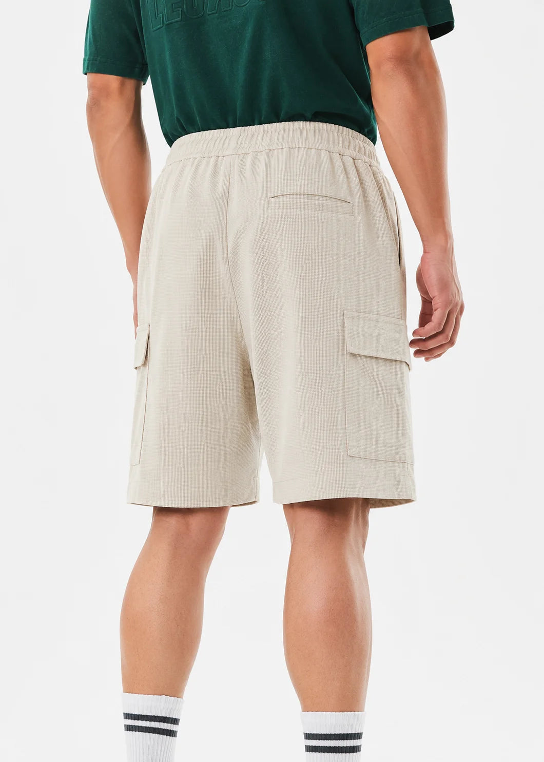Stone Beige Waffle Cargo Shorts