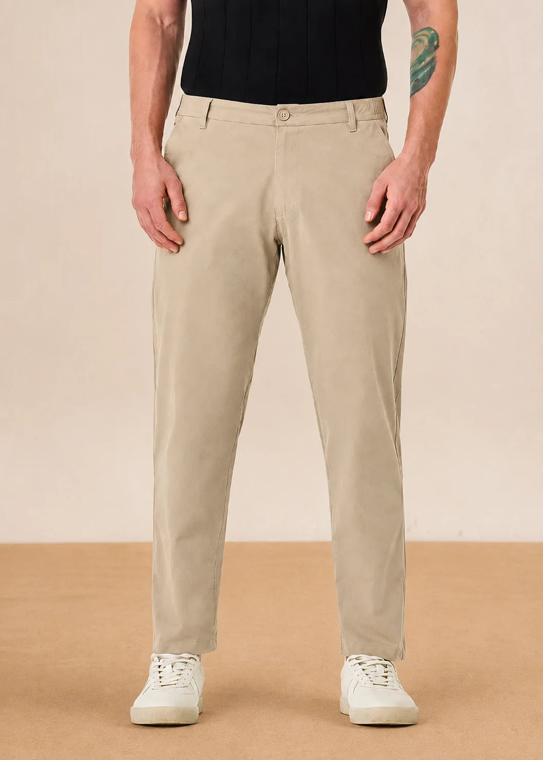 Stone Beige Stretch Chinos