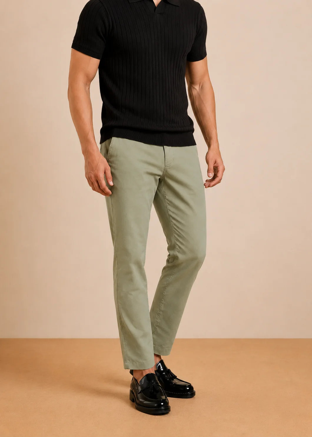 Pale Khaki Stretch Chinos