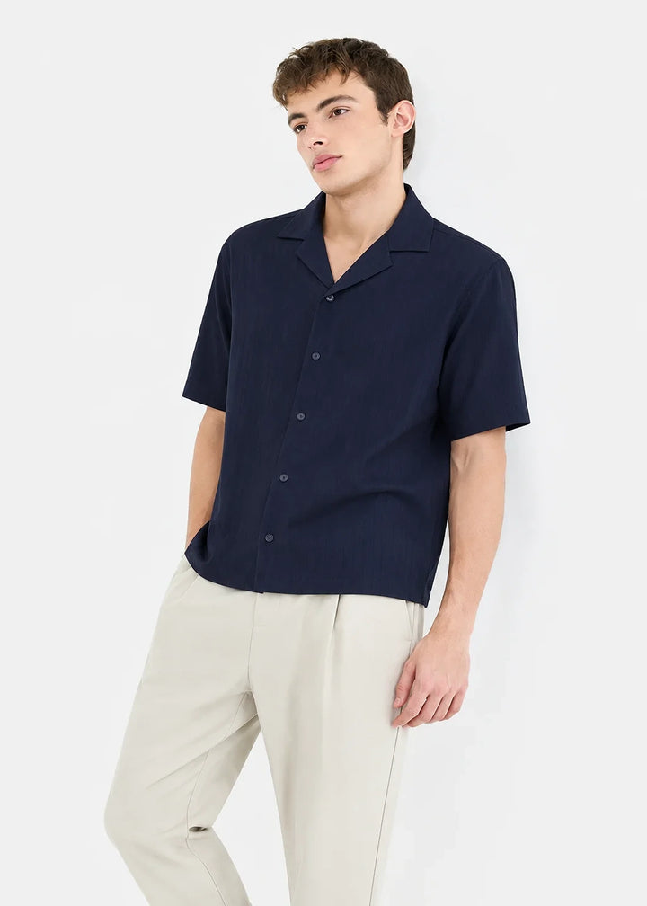 Royal Navy Silk Cuban Collar Shirt
