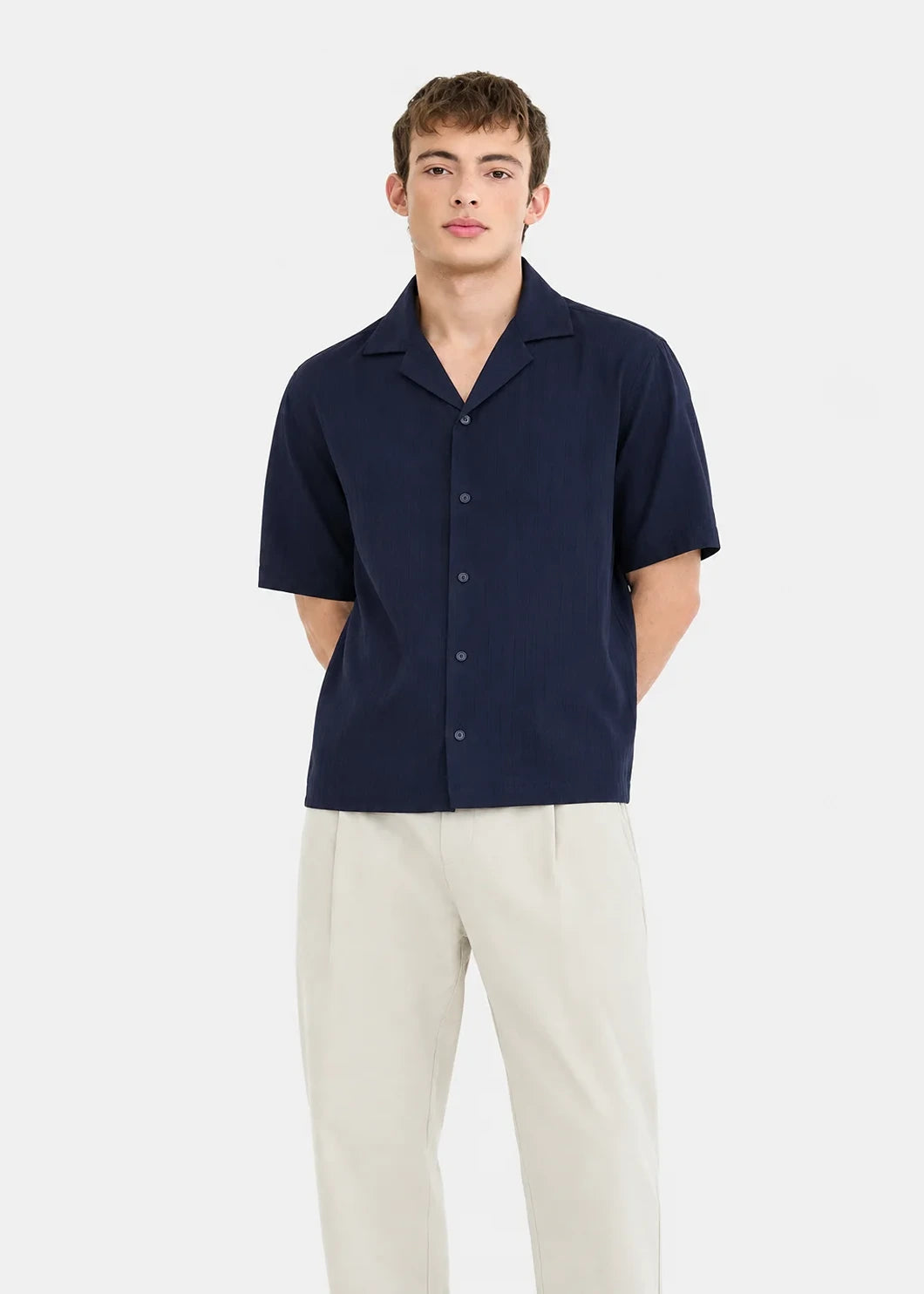 Royal Navy Silk Cuban Collar Shirt
