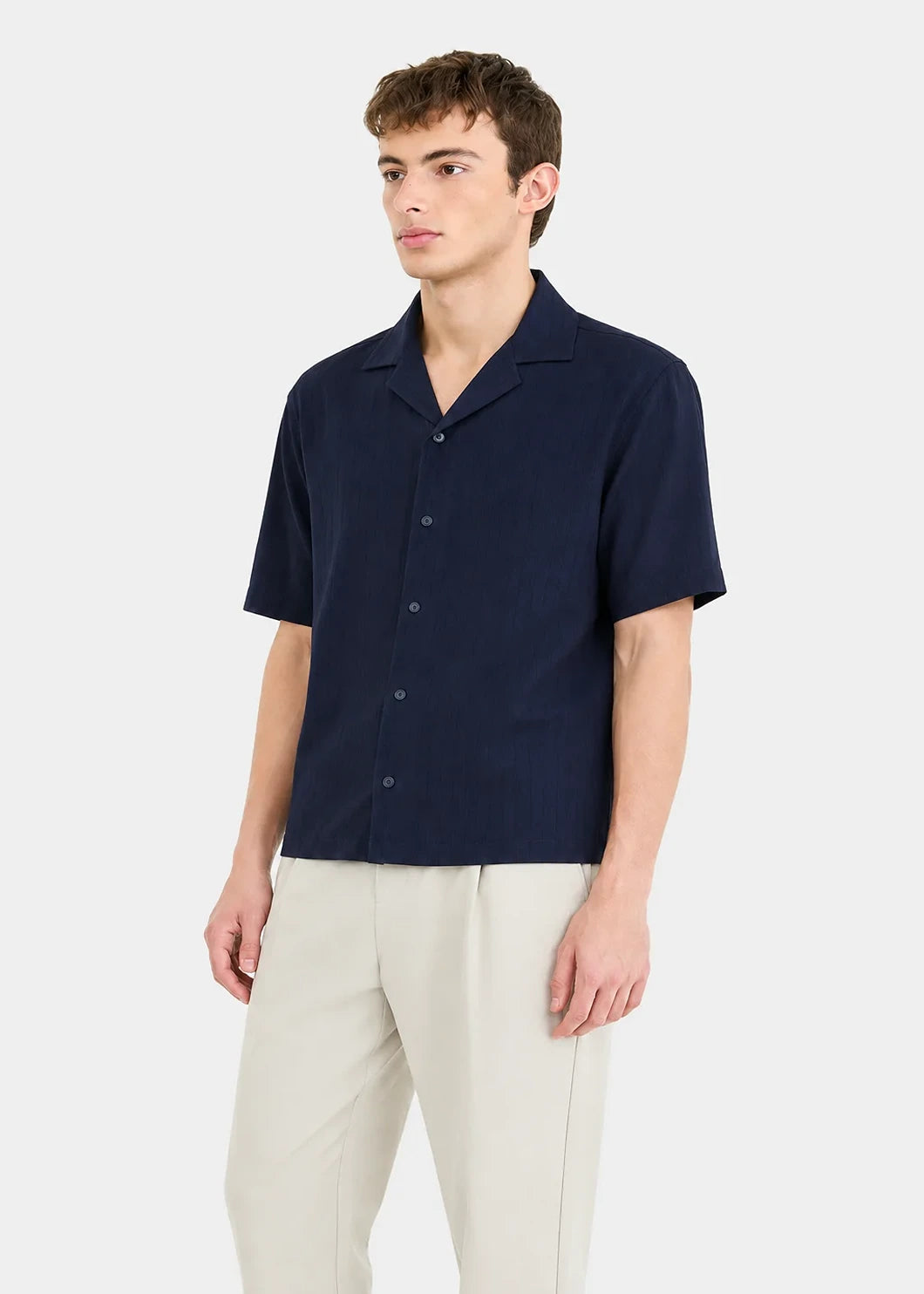 Royal Navy Silk Cuban Collar Shirt