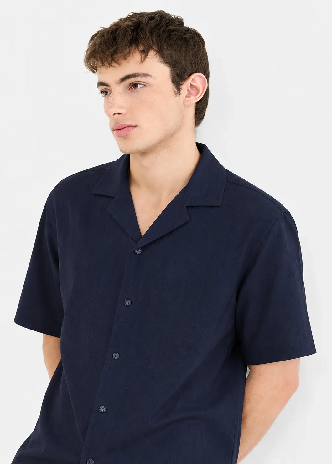 Royal Navy Silk Cuban Collar Shirt
