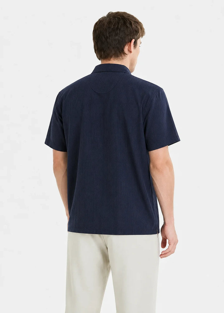 Royal Navy Silk Cuban Collar Shirt