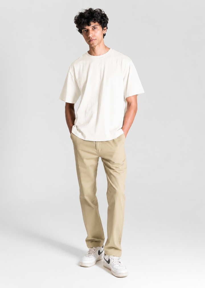 Stretch Box-Fit T-shirt-off white