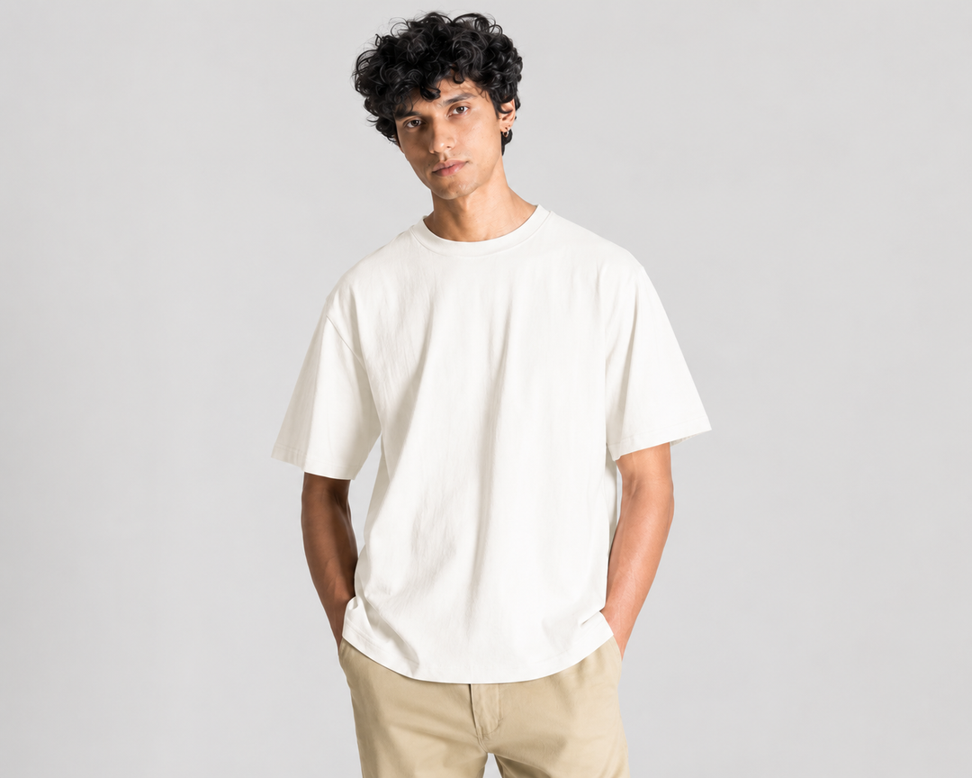 Stretch Box-Fit T-shirt-off white