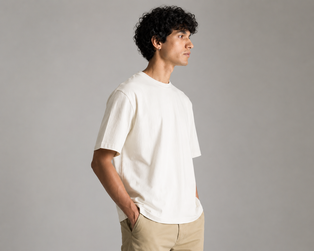 Stretch Box-Fit T-shirt-off white