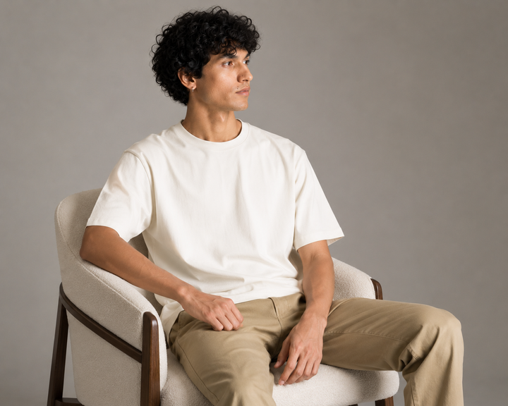 Stretch Box-Fit T-shirt-off white
