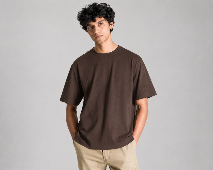 Stretch Box-Fit T-Shirt-Brown