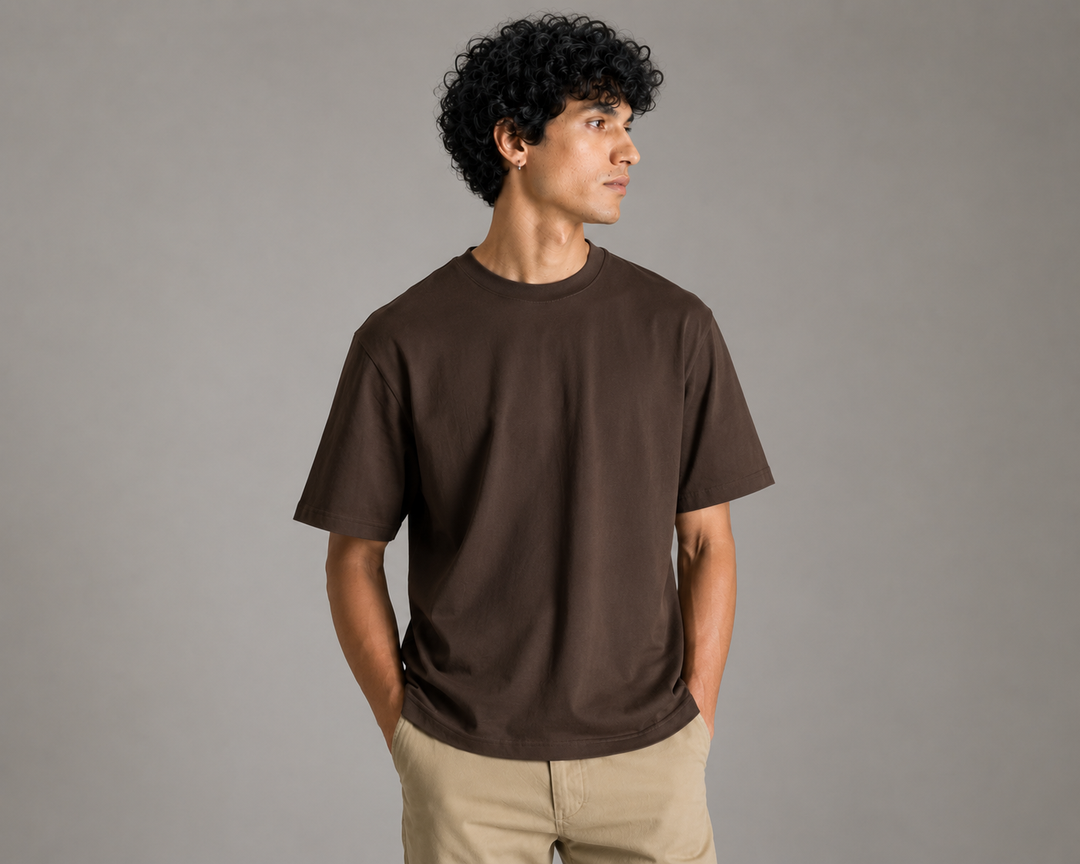 Stretch Box-Fit T-Shirt-Brown