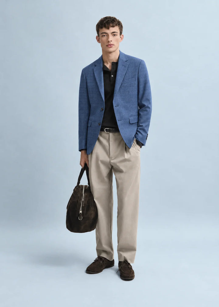 Royal Blue Tailored Check Blazer