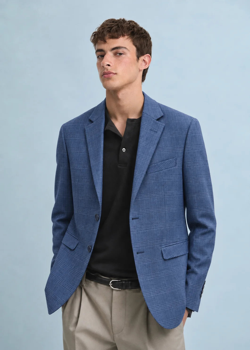 Royal Blue Tailored Check Blazer