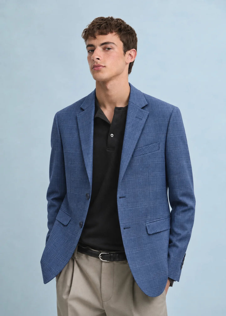 Royal Blue Tailored Check Blazer