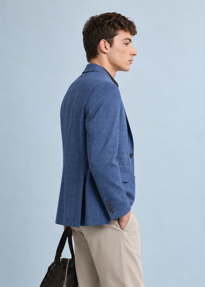 Royal Blue Tailored Check Blazer