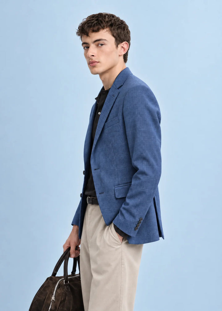 Royal Blue Tailored Check Blazer