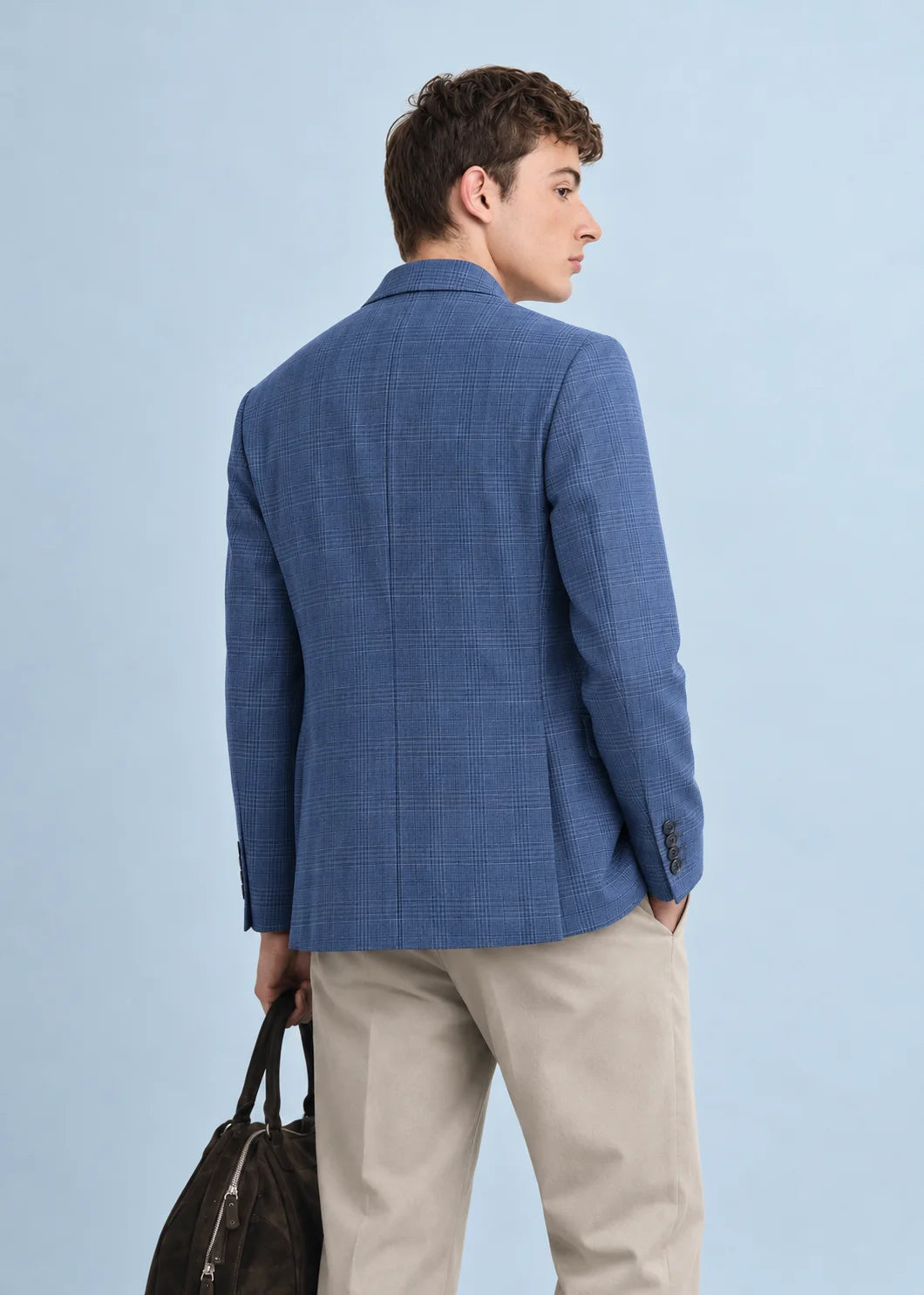 Royal Blue Tailored Check Blazer