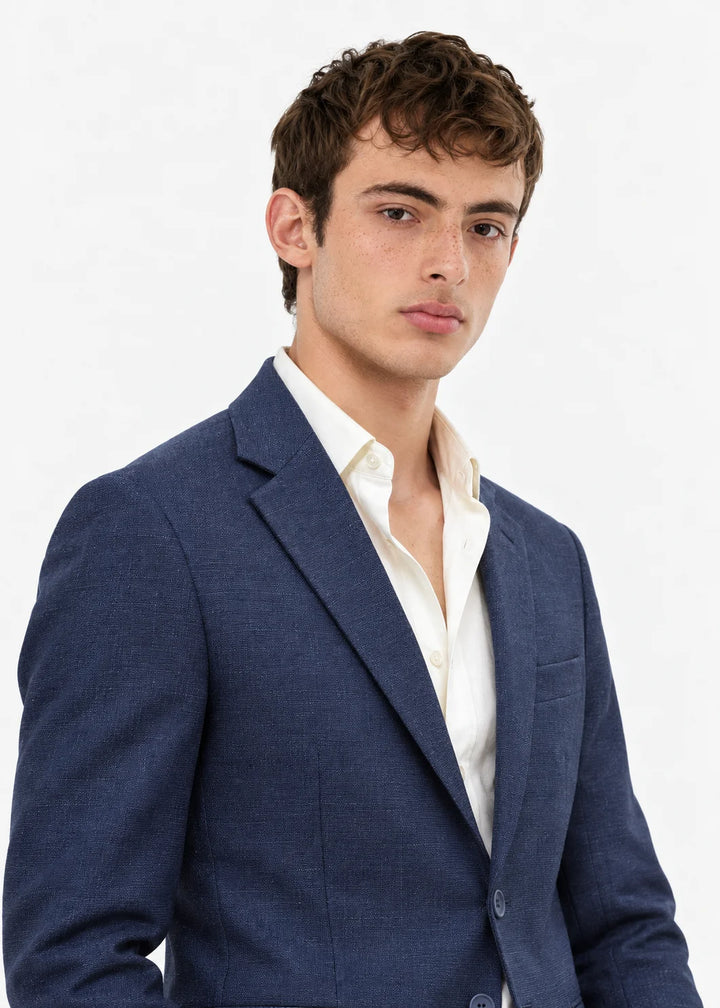 Navy Luxe Textured Blazer