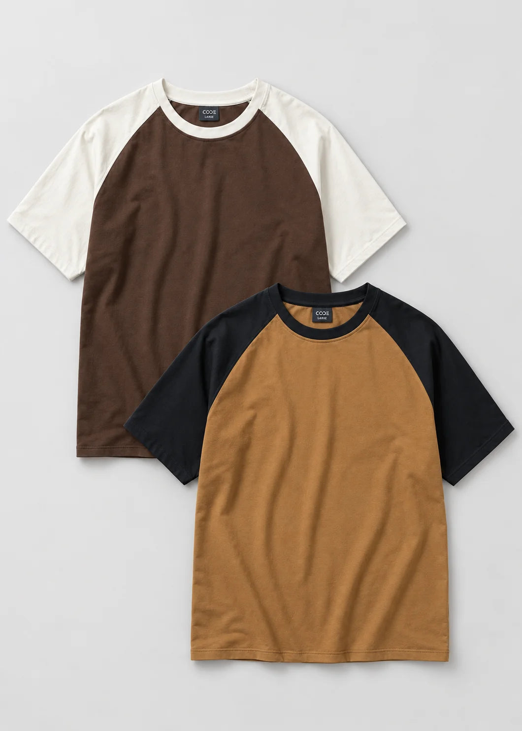 Heavy Relaxed Raglan T-Shirt pack of 2 — Dark Brown and White & Brown and Black