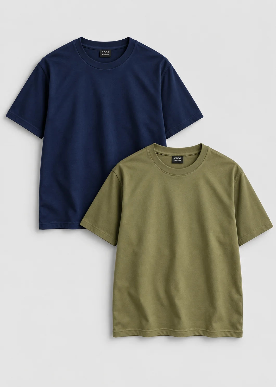 Stretch Relaxed Fit T-Shirt Pack of 2 - Navy & Olive Green