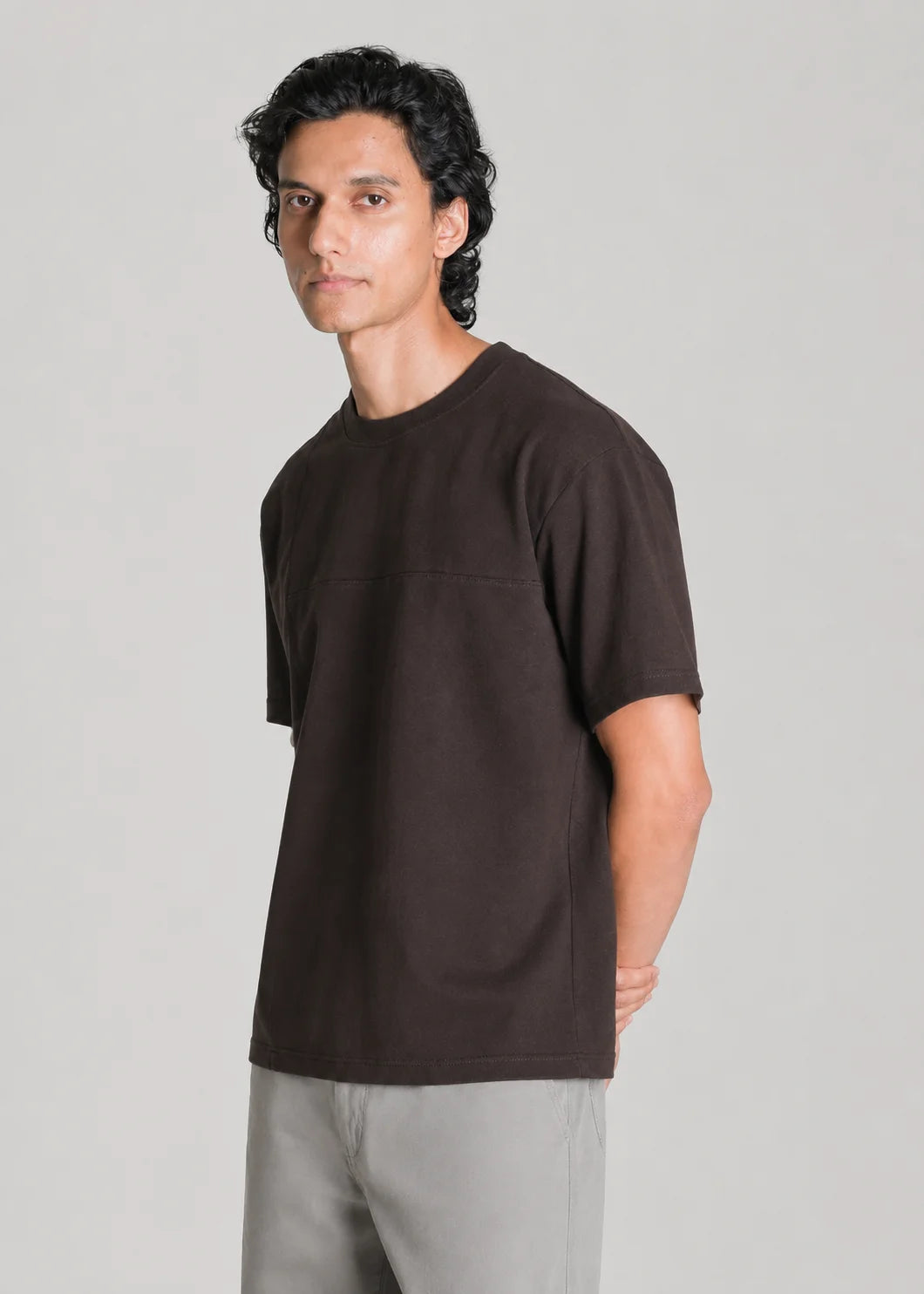 Mocha Brown Seam Detail T-Shirt