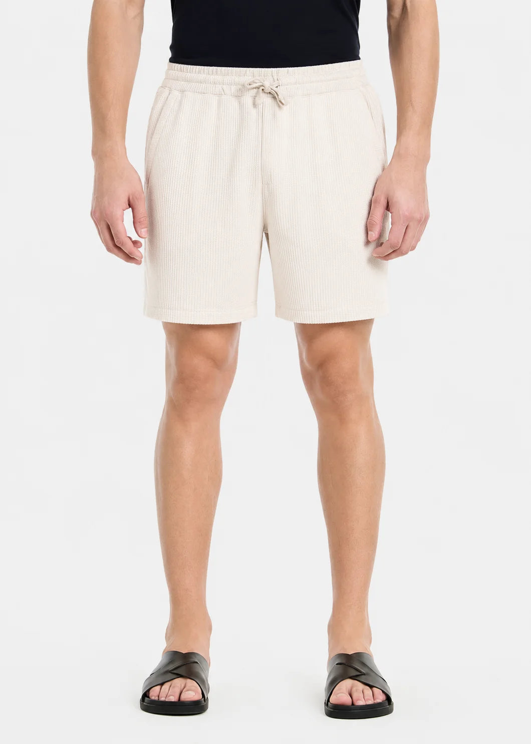 Ivory Waffle Knit Shorts